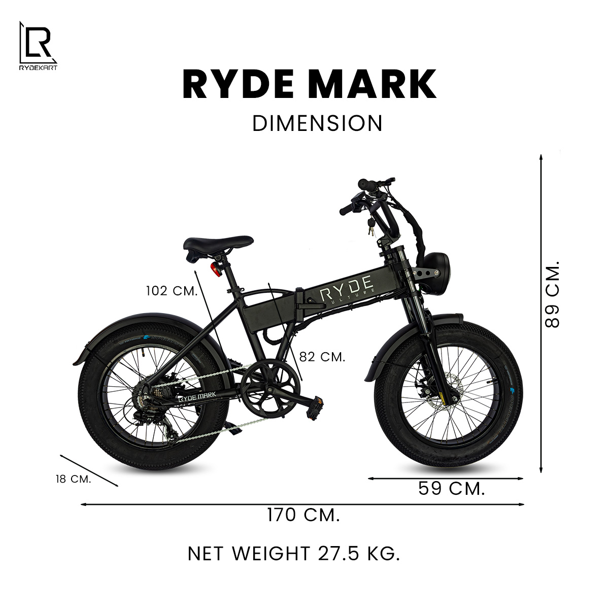 จักรยานไฟฟ้า Rydekart รุ่น Ryde Mark - สีดำ_1